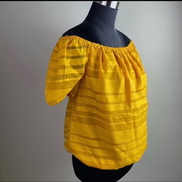 Yellow Striped Off Shoulder Blouse - Picture 3 of 6